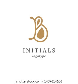 Letter B vector logo. Vintage Insignia and Logotype. Business sign, identity, label, badge initials. Monogram design elements, graceful template. Calligraphic elegant logo design.