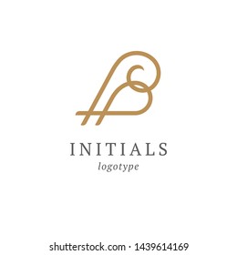 Letter B vector logo. Vintage Insignia and Logotype. Business sign, identity, label, badge initials. Monogram design elements, graceful template. Calligraphic elegant logo design.