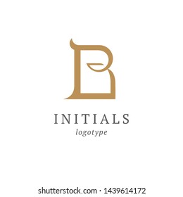 Letter B vector logo. Vintage Insignia and Logotype. Business sign, identity, label, badge initials. Monogram design elements, graceful template. Calligraphic elegant logo design.