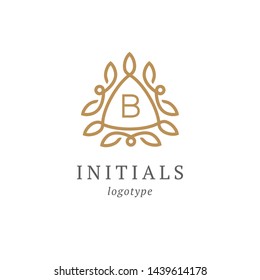 Letter B vector logo. Vintage Insignia and Logotype. Business sign, identity, label, badge initials. Monogram design elements, graceful template. Calligraphic elegant logo design.