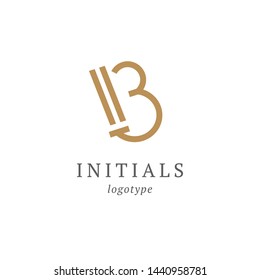 Letter B vector logo. Vintage Insignia and Logotype. Business sign, identity, label, badge initials. Monogram design elements, graceful template. Calligraphic elegant logo design.