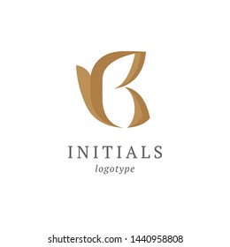 Letter B vector logo. Vintage Insignia and Logotype. Business sign, identity, label, badge initials. Monogram design elements, graceful template. Calligraphic elegant logo design.