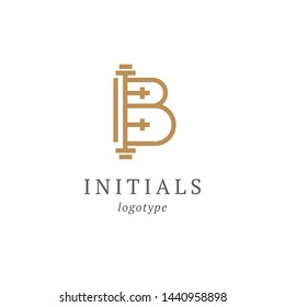 Letter B vector logo. Vintage Insignia and Logotype. Business sign, identity, label, badge initials. Monogram design elements, graceful template. Calligraphic elegant logo design.