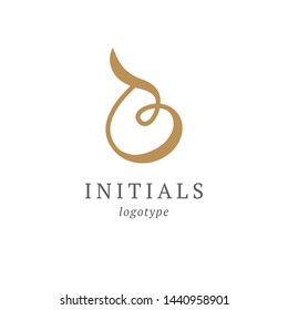Letter B vector logo. Vintage Insignia and Logotype. Business sign, identity, label, badge initials. Monogram design elements, graceful template. Calligraphic elegant logo design.
