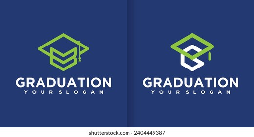 Letter B vector template logo with education hat symbol. This graduate logo is creative and can be used for degrees, studies, diplomas