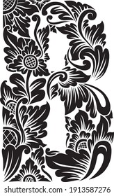 Letter B vintage alphabet floral decoration