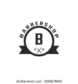 Letter B Vintage Barber Shop Badge and Logo Design Inspiration