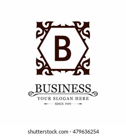 letter B Vintage luxury emblem. Flourishes calligraphic Monogram design elements, graceful template. Vector Emblem logo template