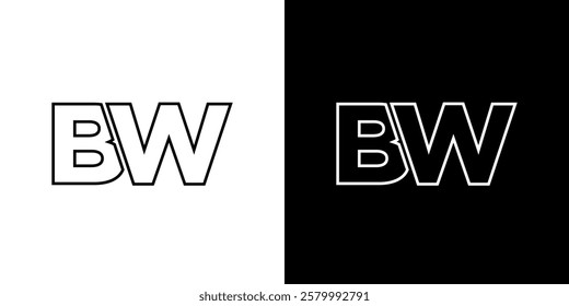 Letter B and W, BW logo design template. Minimal monogram initial based logotype.