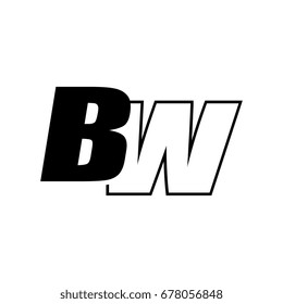letter B and W logo overlapping black negative