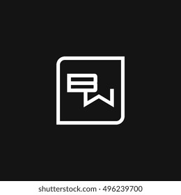 The letter B and W Monogram With Frame Square. Logo Design Template White