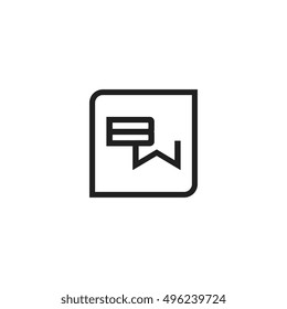 The letter B and W Monogram With Frame Square. Logo Design Template Black