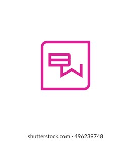 The letter B and W Monogram With Frame Square. Logo Design Template Pink