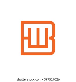 Letter B And W Monogram Square Shape Logo Orange