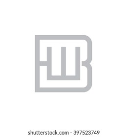 letter B and W monogram square shape logo gray