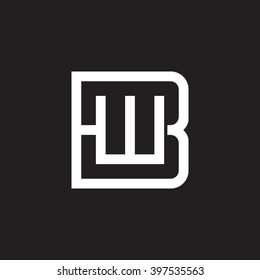 letter B and W monogram square shape logo white black background