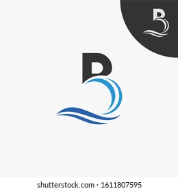 letter B with wave element logo design for company and business