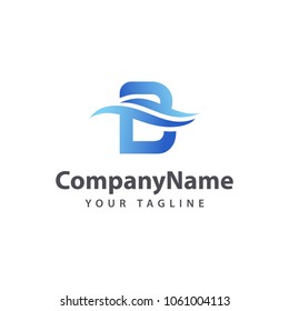 Letter B Wave logo design template.