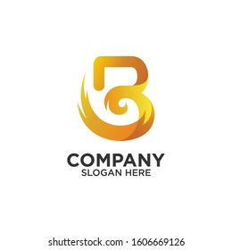letter B with wave logo design