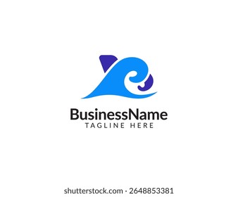 Modelo de design do logotipo da onda da letra B, ícone do logotipo b
