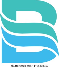 letter B with wave logo. vector logotype 