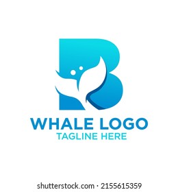 Letter B Whale Logo Design Template Inspiration, Vector Illustration.