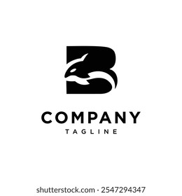 Letra B Vector de icono de logotipo de ballena