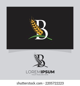 Letter B Wheat Logo Design Vector Icon Graphic Illustration