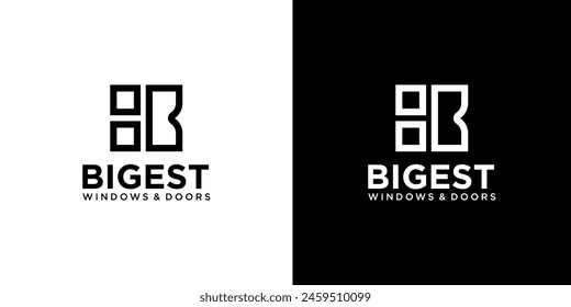 letter b window and home logo design vector image , b home window logo , letter b home window desigen logo constrution