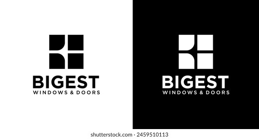 letter b window and home logo design vector image , b home window logo , letter b home window desigen logo constrution