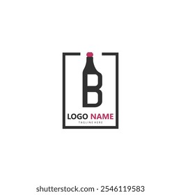 letter B wine bottle logo design vector