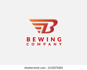 Letter B wing logo design concept template illustration, Wings design element vector illustration. Corporate branding identity