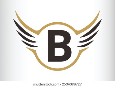 Letter B Wing Logo Design Initial Flying Wing With Letter Logo