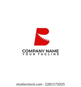 Letter B with wing vector icon. Bird letter mark vector logo design with isolated background.