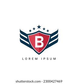 Letter B With Wings Sign And Illustration Modern Crown, Shield Luxury Logo Design Icon