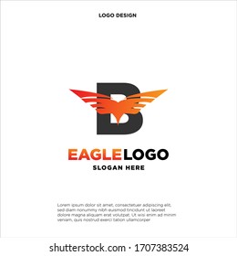 Letter B with wings. Template for logo, label, emblem, sign, stamp. Vector illustration.