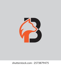 letter B wolf vector logo design