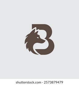 letter B wolf vector logo design