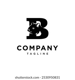 Letter B Wombat Logo Icon Vector