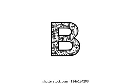 Letter B with wood texture 