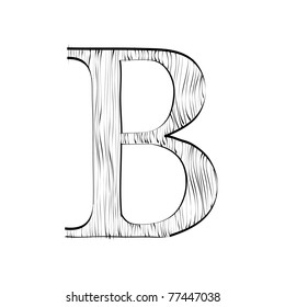 Letter B with wood texture