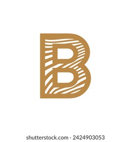 letter b with wood texture logo design