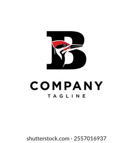 Letter B Woodpecker Logo Icon Vector