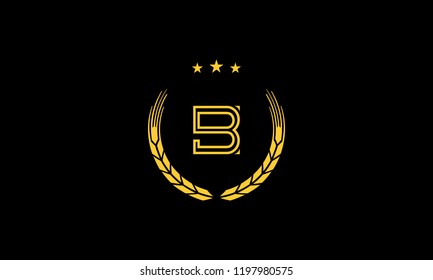 LETTER B WREATH LOGO WITH NEGATIVE SPACE EFFECT FOR ILLUSTRATION OR LOGO DESIGN USE