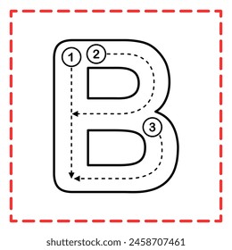 letter b for writing practice. Alphabet tracing is good for practicing children writing letters.