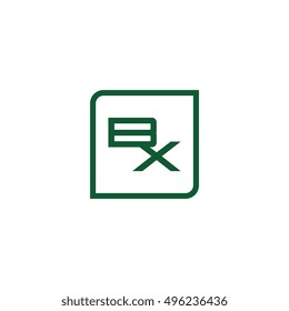 The letter B and X Monogram With Frame Square. Logo Design Template Green