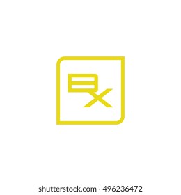 The letter B and X Monogram With Frame Square. Logo Design Template Yellow