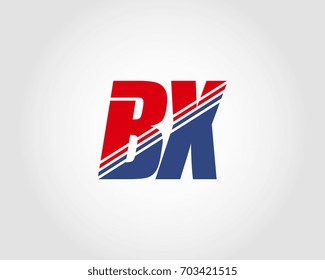 Letter B and X red and blue combination logo