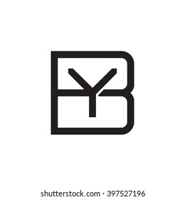 letter B and Y monogram square shape logo black