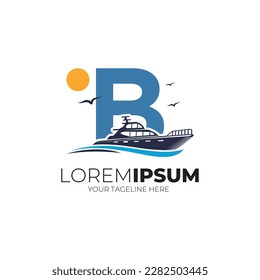Letter B Yacht Logo Design Vector Illustration